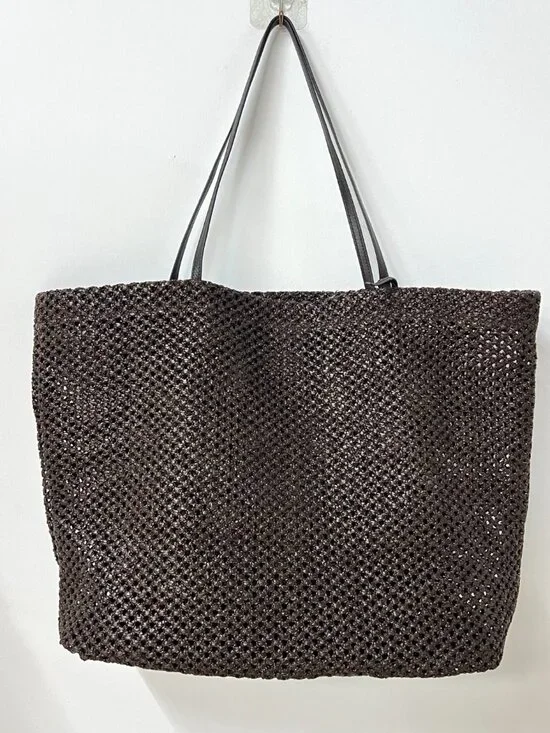 The Row Barn geometric nylon tote with leather handles, black - Picture 5 of 12